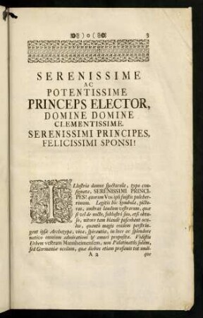 3-9, Serenissime Ac Potentissime Princeps Elector