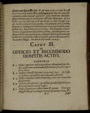 Caput III. De Officio Et Incommodo Hospitis Activi.