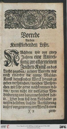 Vorrede an den kunstliebenden Leser