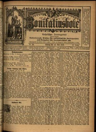 Ausgabe vom Sonntag, den 14. Mai 1916.