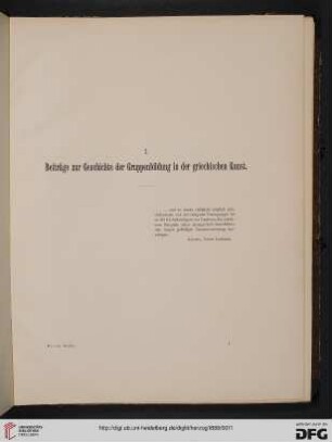 I: Beiträge zur Geschichte der Gruppenbildung in der griechischen Kunst