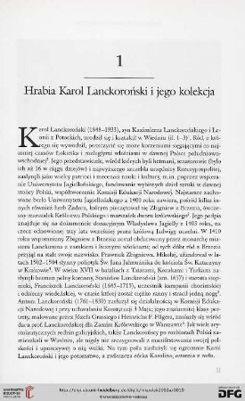 1. Hrabia Karol Lanckoroński i jego kolekcja