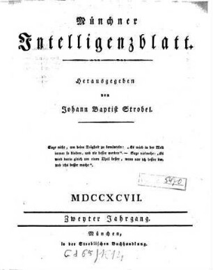 Münchner Intelligenzblatt, 1797