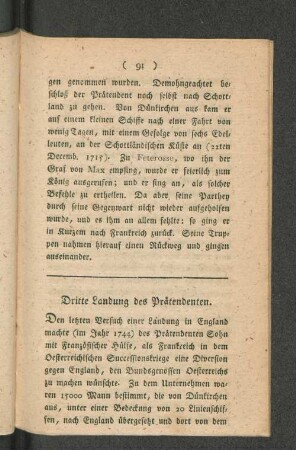 Dritte Landung des Prätendenten.