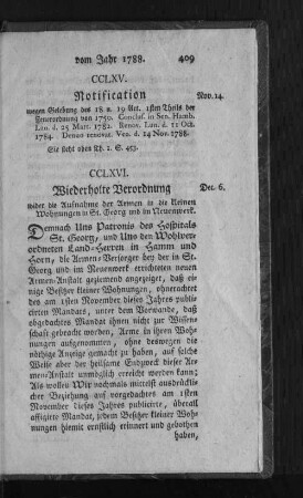 CCLXVI. Wiederholte Verordnung