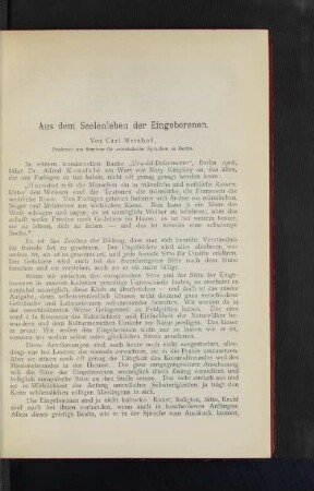 Aus dem Seelenleben der Eingeborenen.