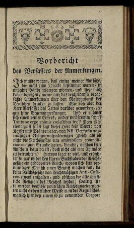 Vorbericht des Verfassers der Anmerkungen.
