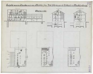 Technische Zeichnung : Projekt zum Neubau einer Mühle für Titl. Klosteramt Dobbertin (Mecklenburg)