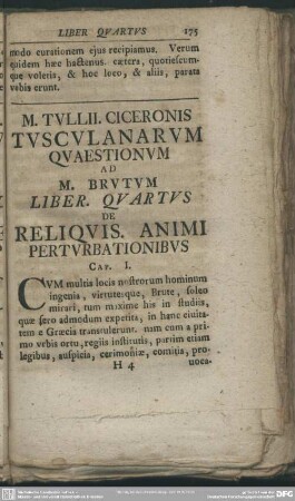 Liber. Quartus De Reliquis. Animi Perturbationibus