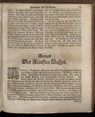 Innhalt des Fünfften Buches.