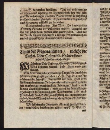 F2v-F4v, Copey der Gegenantwort welche die Cathol. Nider Oesterreich. Ständ uff vorhergehend Schreiben abgehen lassen
