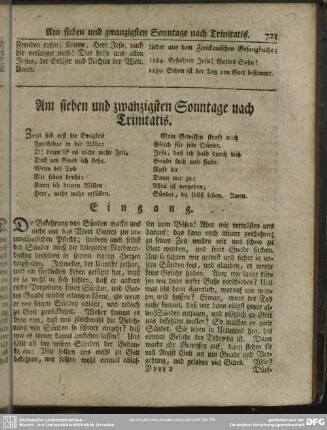 Am sieben und zwanzigsten Sonntage nach Trinitatis
