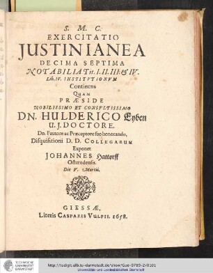 Exercitatio Justinianea Decima Septima