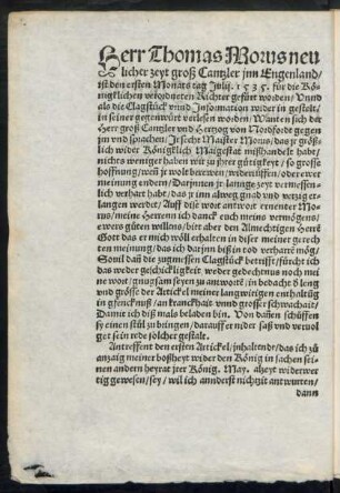 Herr Thomas Morus neulicher zeyt groß Cantzler inn Engenland ...