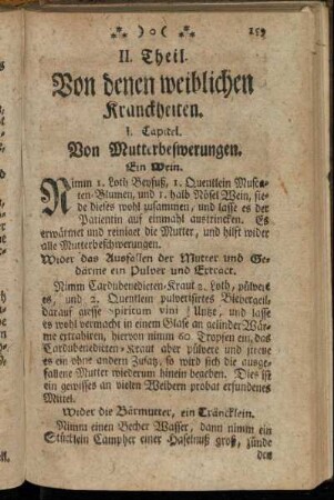 II. Theil. Von denen weiblichen Kranckheiten.