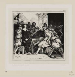 Wirt und Soldaten, Blatt 17 der Folge "Skizzen und Pochaden"