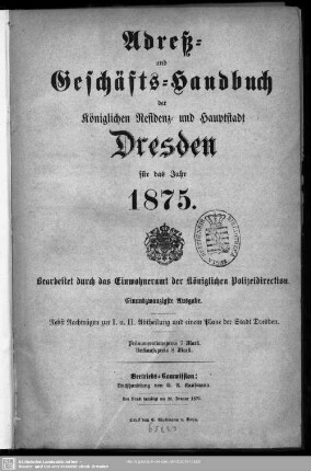 21.1875: Adreß- und Geschäfts-Handbuch der königlichen Residenz- und Hauptstadt Dresden