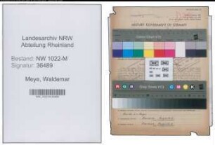 Entnazifizierung Waldemar Meye , geb. 07.08.1914 (Baecker)