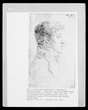 Deutsches Künstleralbum: Sammlung von Bildnissen Germanischer Künstler in Rom — fol. 94: Bildnis des Kupferstechers Christian Friedrich Traugott Duttenhofer aus Gronau (1778-1846)