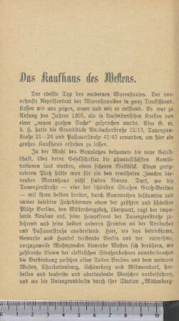 Das Kaufhaus des Westens