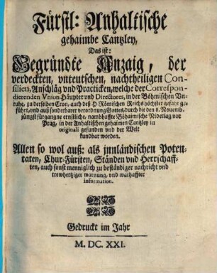 Fürstl. Anhaltische gehaimbe Cantzley