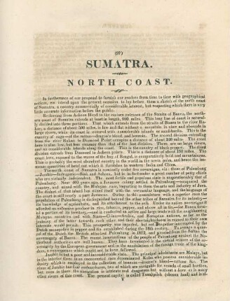 Sumatra. North Coast