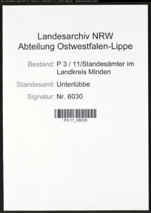 Heiratsregister Standesamt Unterlübbe