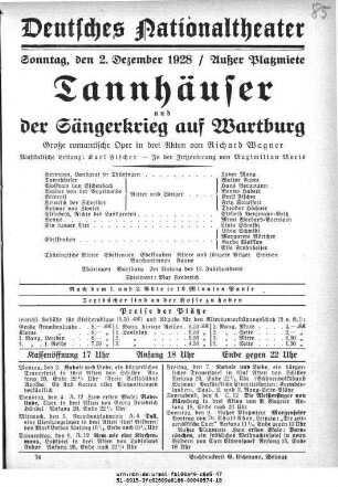 Tannhäuser und Der Sängerkrieg auf Wartburg