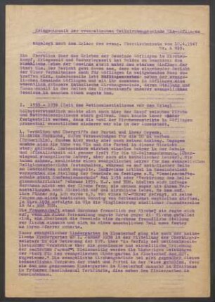 Kriegschronik der ev. Kirchengemeinde Söflingen (Dek. Ulm), verfasst von Stadtpfarrer i.R. Richard Klein.