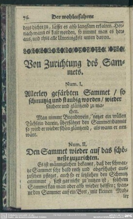 Von Zurichtung des Sammets