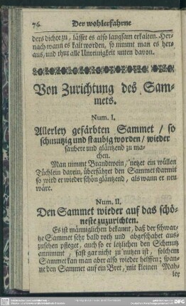 Von Zurichtung des Sammets