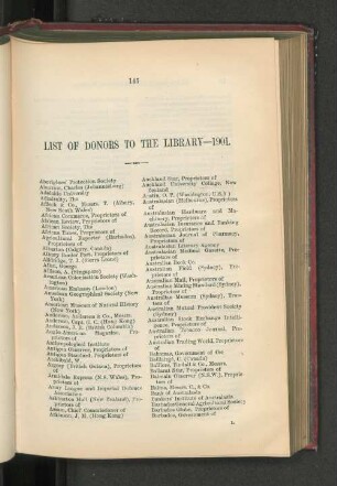 List of Donors to the Library-1901.