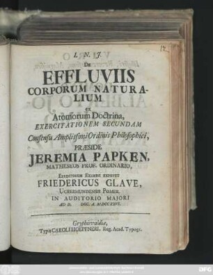 Exercitatio 2: De Effluviis Corporum Naturalium ex Atomorum Doctrina ...