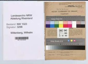 Entnazifizierung Wilhelm Wittenberg , geb. 11.07.1892 (Verw.Oberinspektor)