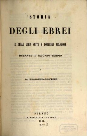 Storia degli Ebrei e delle loro sette e dottrine religiose durante il secondo tempio, 1