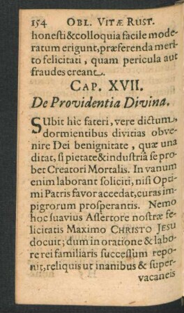 Cap. XVII. De Providentia Divina.
