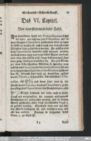 Das VI. Capitel. Von dem Gebrauch dieser Tafel.