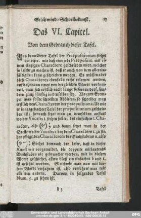 Das VI. Capitel. Von dem Gebrauch dieser Tafel.
