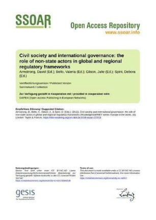 Civil society and international governance: the role of non-state actors in global and regional regulatory frameworks