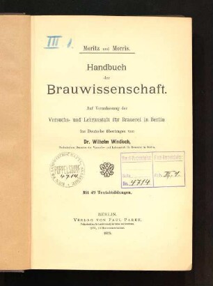 Handbuch der Brauwissenschaft : mit 49 Textabbildungen
