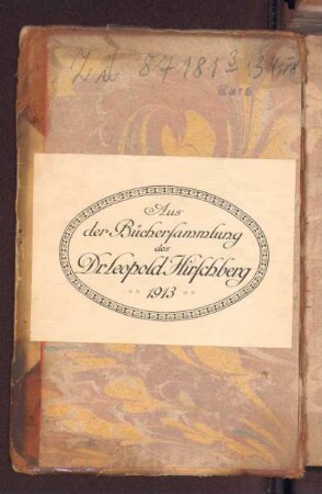 Exlibris: Aus der Büchersammlung des Dr. Leopold Hirschberg, 1913