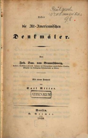 Ueber die alt-americanischen Denkmäler