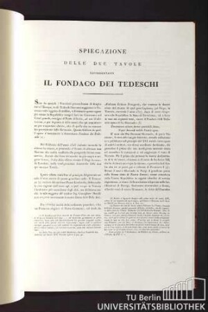 Spiegazione delle due tavole rappresentanti Il Fondaco dei Tedeschi