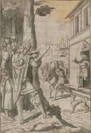 Moses mit den Gesetzestafeln, aus einer Folge zu den zehn Geboten: "Du sollst nicht stehlen"