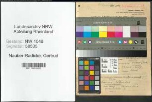 Entnazifizierung Gertrud Nauber-Radicke , geb. 14.08.1907 (Lehrerin)