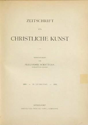 Zeitschrift für christliche Kunst. 4, 4. 1891