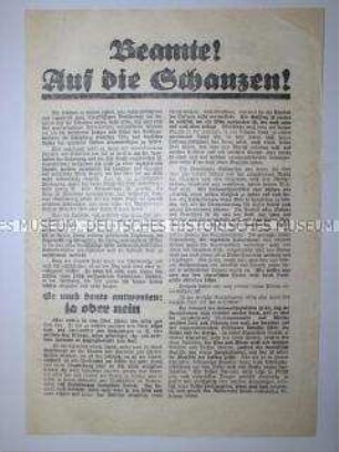 Propagandaflugblatt der NSDAP zur Reichstagswahl 1932 mit Ausrichtung auf die Beamten