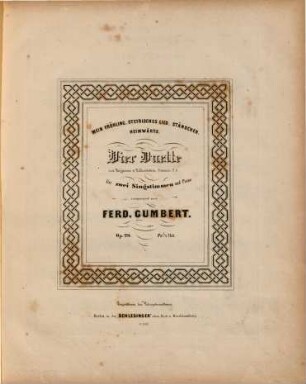 Vier Duette : von Hoffmann von Fallersleben, Sternau ; für 2 Singst. u. Piano ; op. 29