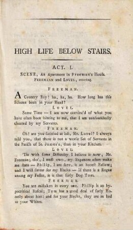 High life below stairs : a farce