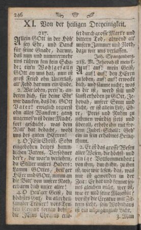 XI. Von der heiligen Dreyeinigkeit
